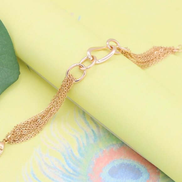 "Chunky Oval Chain Rose Gold Bracelet with Layered Tassel Detail, XPBL1099 - Picture 2 of 12